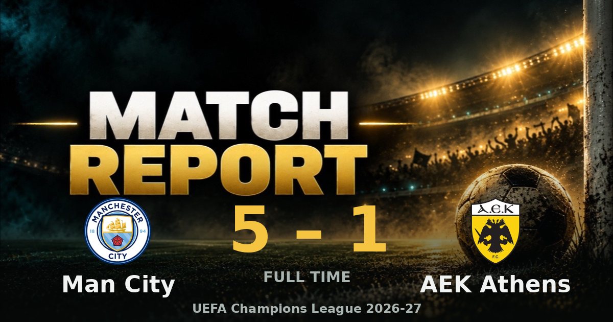 Foden hits hat-trick as Man City beat AEK Athens 5-1