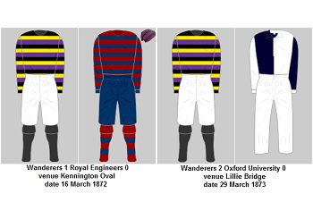 Kits de juego de la final de la Copa FA 1871-72 a 1887-88