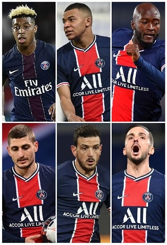 A Paris Saint-Germain játékosai a 2020-as Európa-bajnokságon