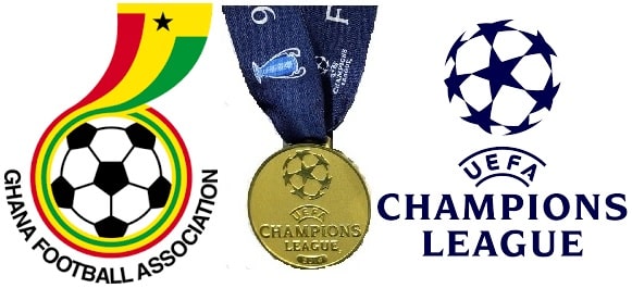Ghana Footballers with Champions League Winners