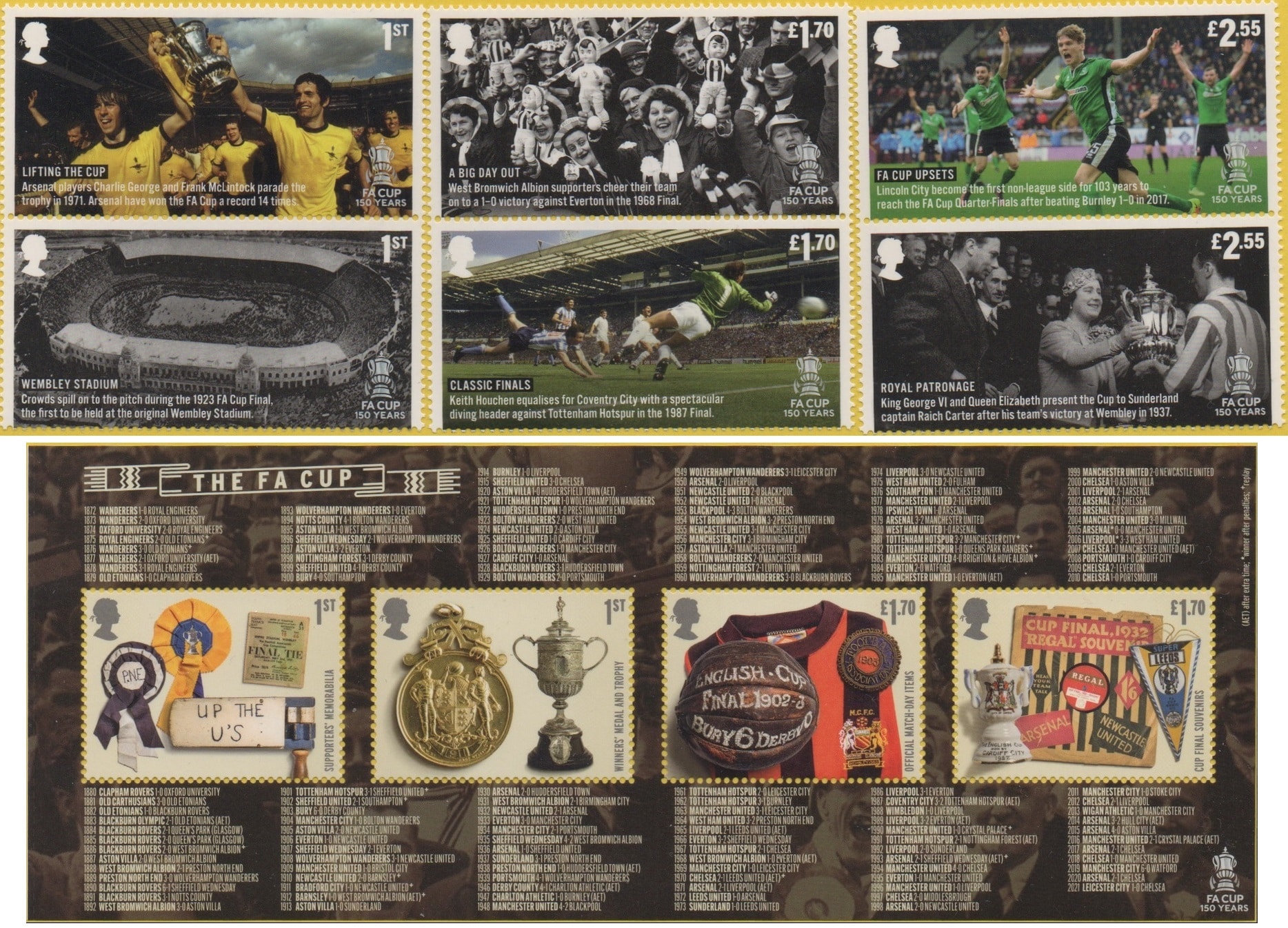 FA Cup 150th Anniversary stamps & miniature sheet