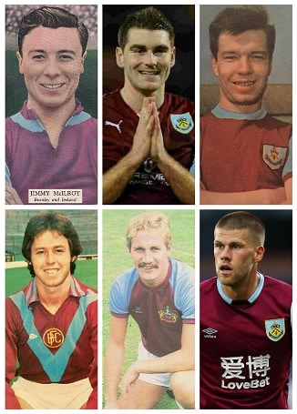 Which six Players won over 30 International Caps with Burnley FC? 12 image 4