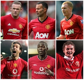 Which players scored 90 or more Premier League Goals for Manchester United? 12 Manchester United Highest Goalscorers