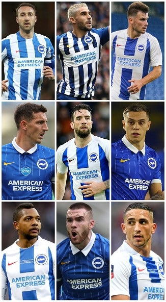 Which Brighton & Hove Albion players scored 10 or more Premier League Goals? 12 Brighton Hove Albion Players
