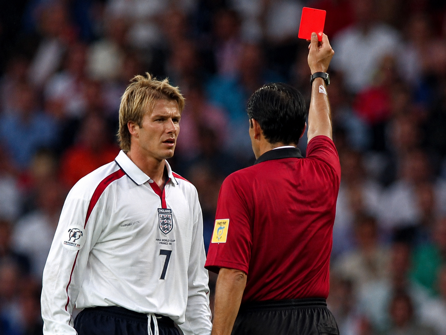 L'élimination de David Beckham lors de la Coupe du monde 1998