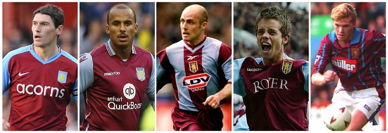 Which five players made over 240 Premier League Appearances for Aston Villa? 12 image 10