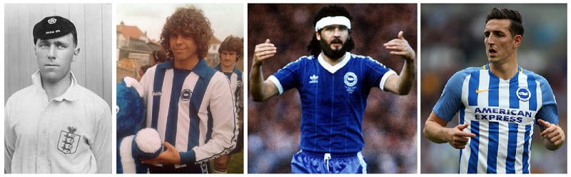 Who are the Brighton & Hove Albion players that won England caps? 13 image 17