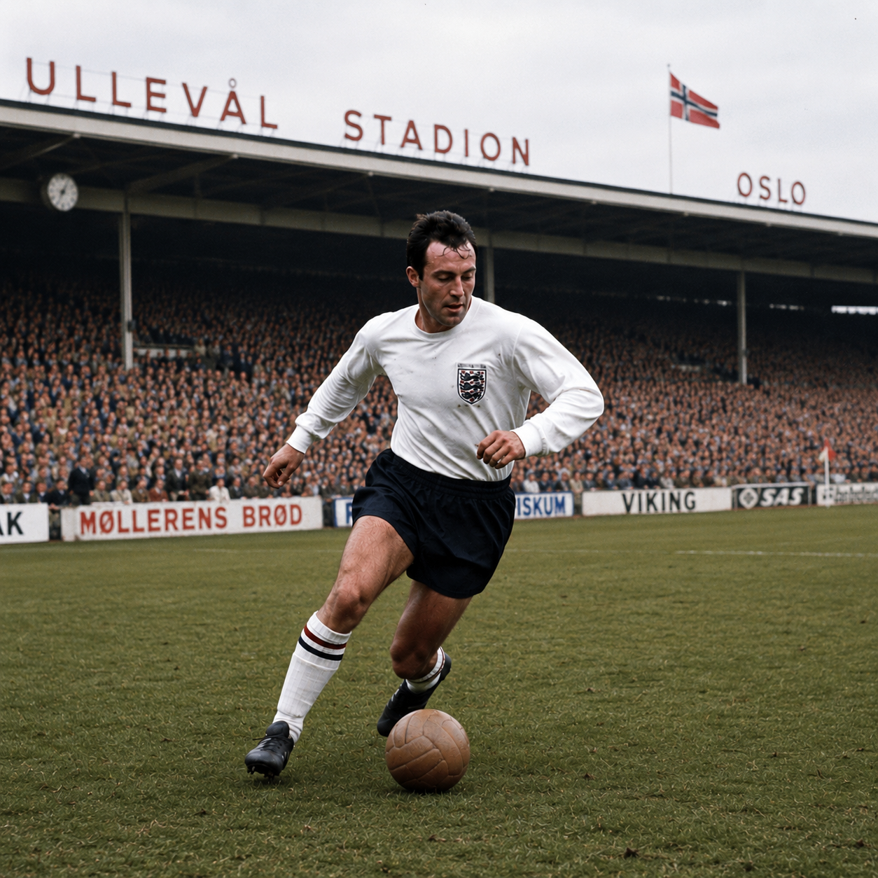 Jimmy Greaves strzelił cztery gole dla Anglii przeciwko Norwegii w Oslo w 1966 roku